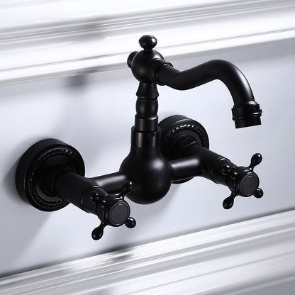 Classic Black Bathroom Sink Faucet Wall Mount Style