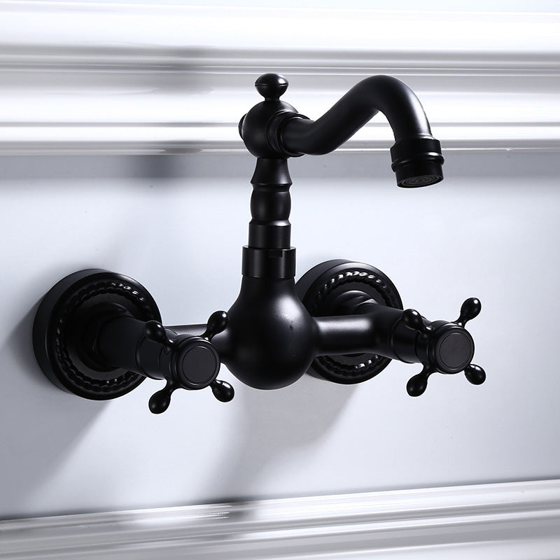 Classic Black Bathroom Sink Faucet Wall Mount Style