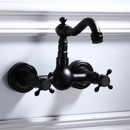 Classic Black Bathroom Sink Faucet Wall Mount Style