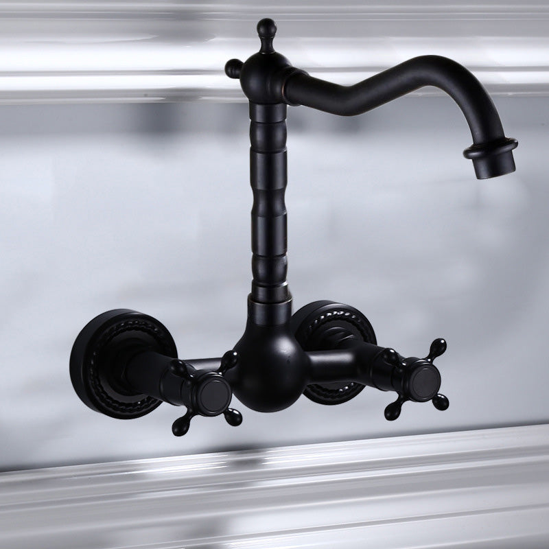 Classic Black Bathroom Sink Faucet Wall Mount Style