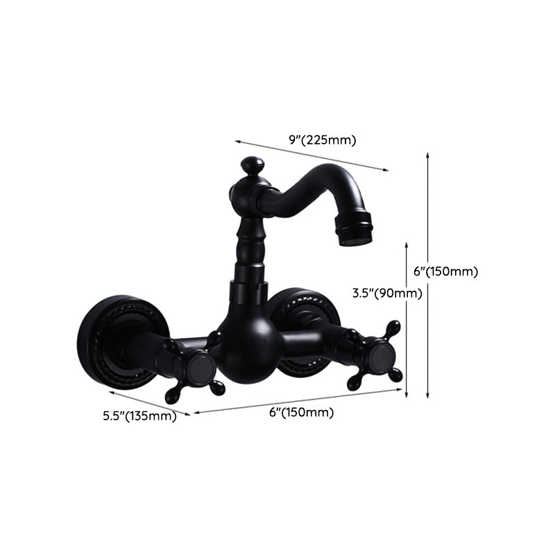 Classic Black Bathroom Sink Faucet Wall Mount Style
