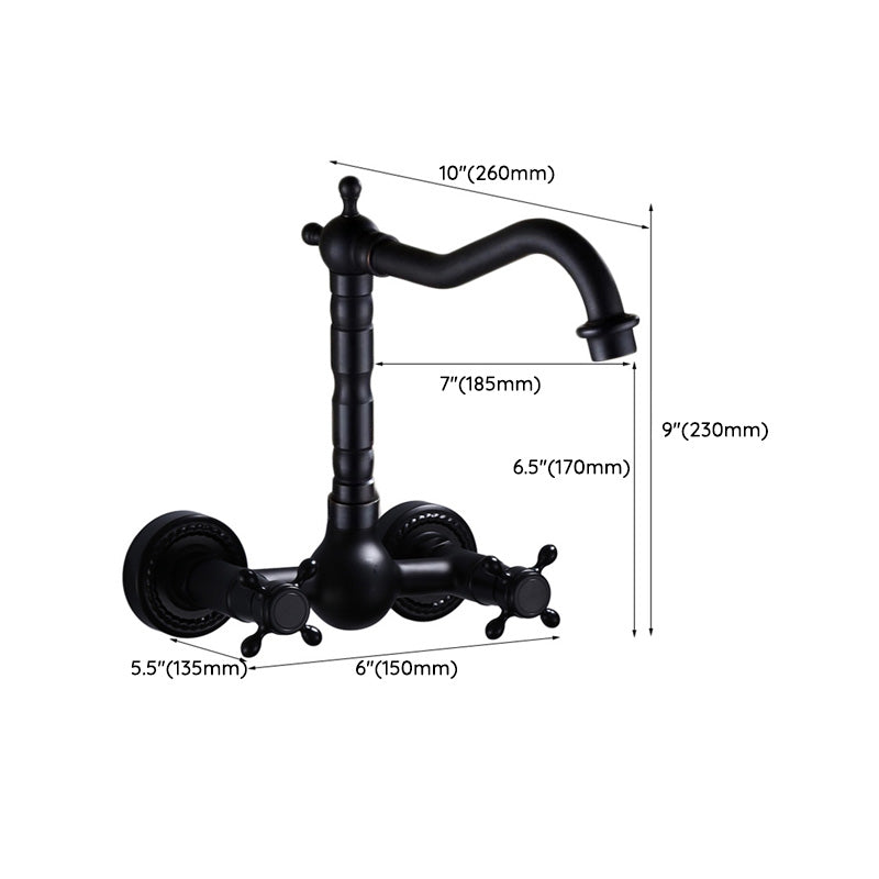 Classic Black Bathroom Sink Faucet Wall Mount Style