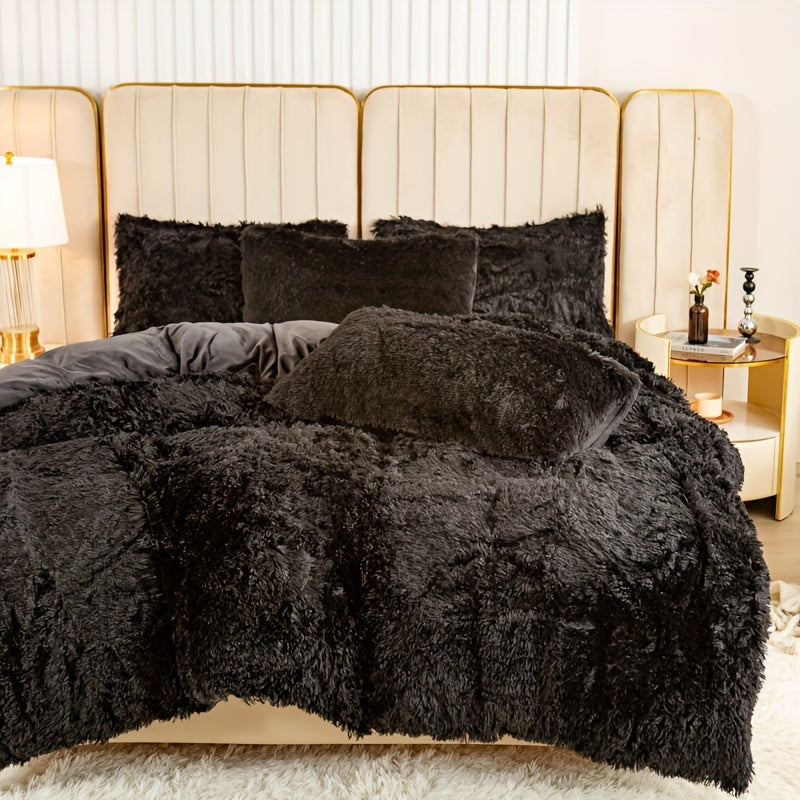 Cozy Fesara Plush Duvet Cover Set with Zipper