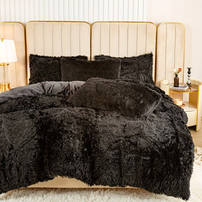 Cozy Fesara Plush Duvet Cover Set with Zipper