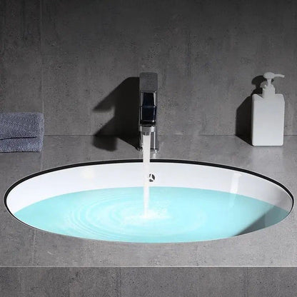 Stylish Undermount Oval Ceramic Sink with Pop-Up Drain