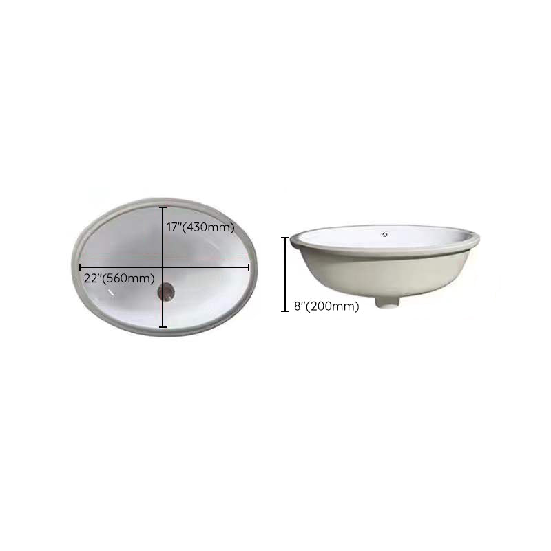 Stylish Undermount Oval Ceramic Sink with Pop-Up Drain