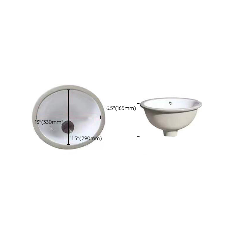 Stylish Undermount Oval Ceramic Sink with Pop-Up Drain
