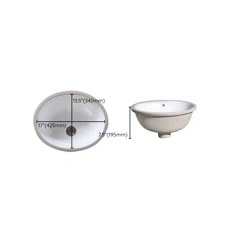 Stylish Undermount Oval Ceramic Sink with Pop-Up Drain
