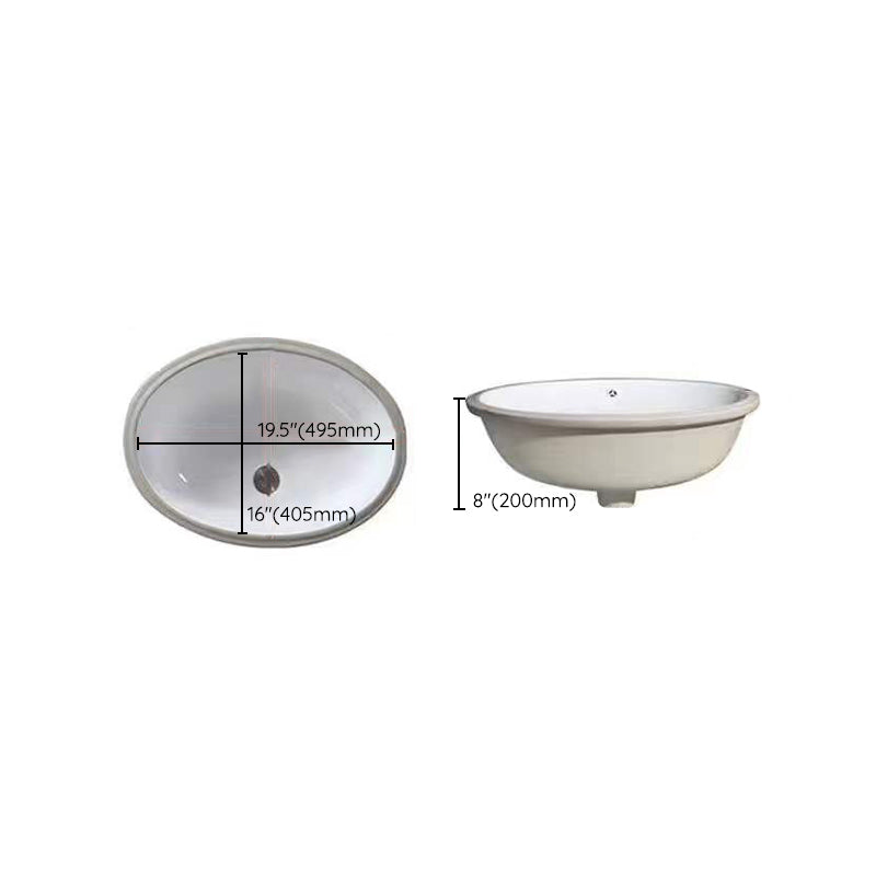 Stylish Undermount Oval Ceramic Sink with Pop-Up Drain