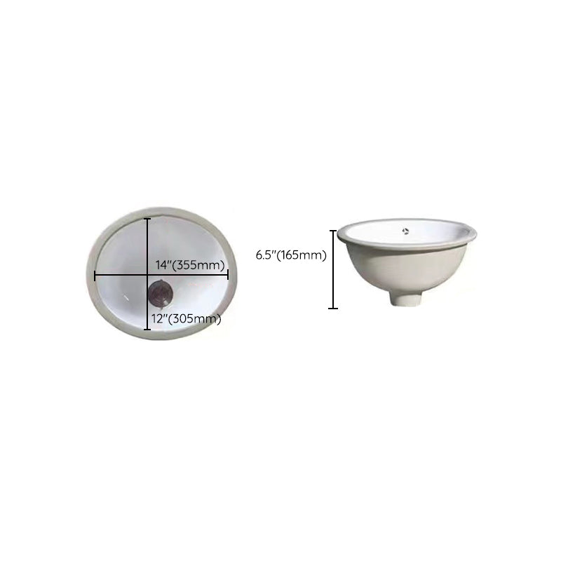 Stylish Undermount Oval Ceramic Sink with Pop-Up Drain