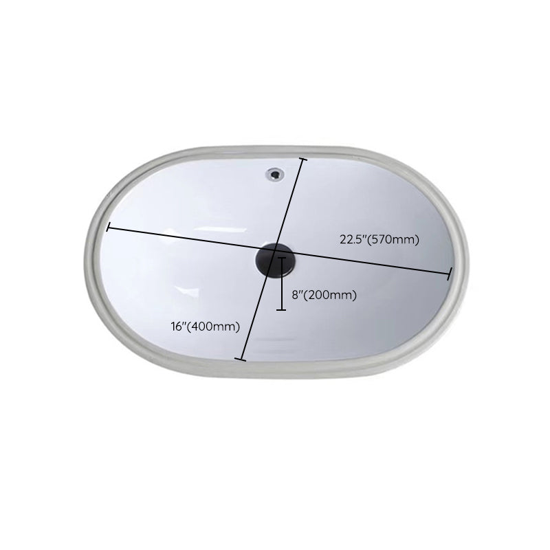 Stylish Undermount Oval Ceramic Sink with Pop-Up Drain