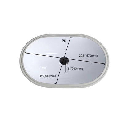 Stylish Undermount Oval Ceramic Sink with Pop-Up Drain