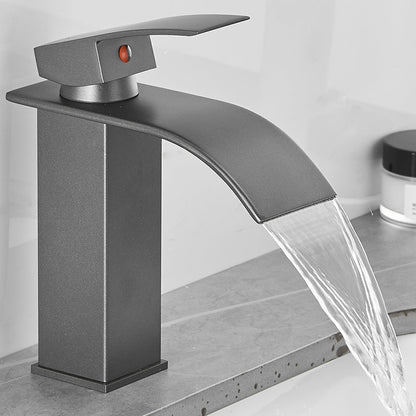 Luxury Bathroom Faucet Waterfall Spout Brass Handle Sink Mixer