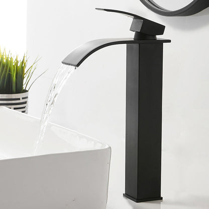 Luxury Bathroom Faucet Waterfall Spout Brass Handle Sink Mixer