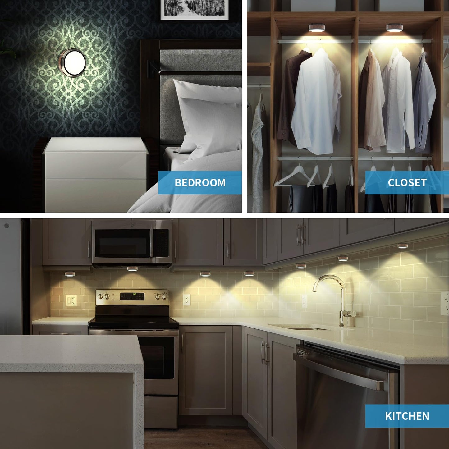 Bright Wireless Under Cabinet LED Lights - 6 Pack