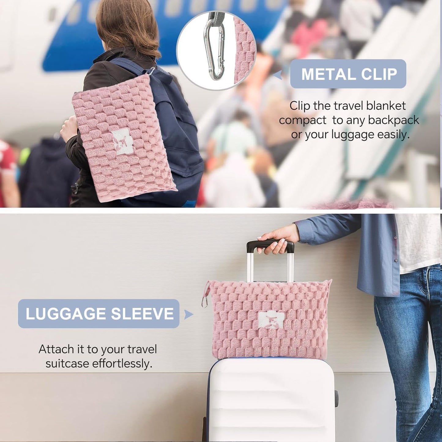 Portable Travel Blanket with Pillow Case and Bag