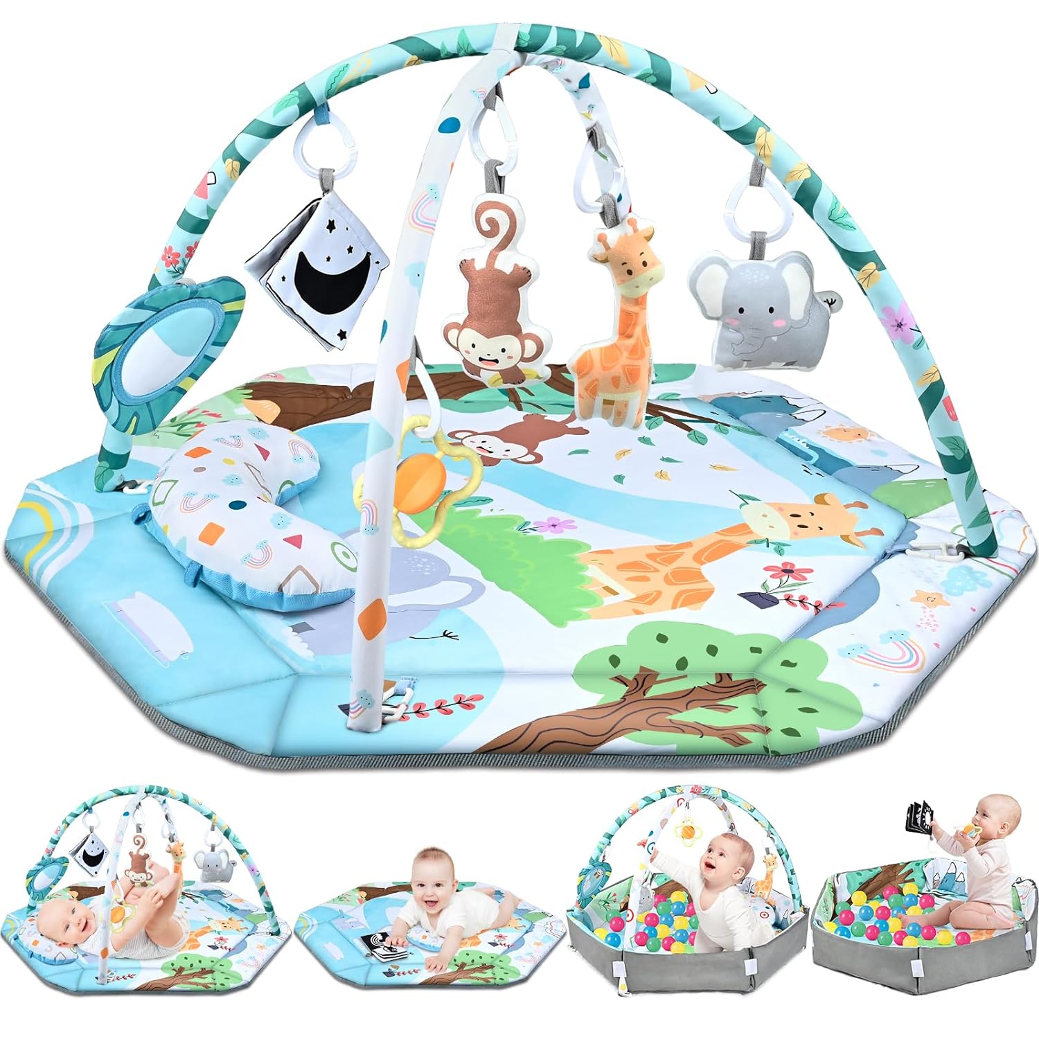 Soft Play Gym Mat with Balls and Toys for Babies - Fesara