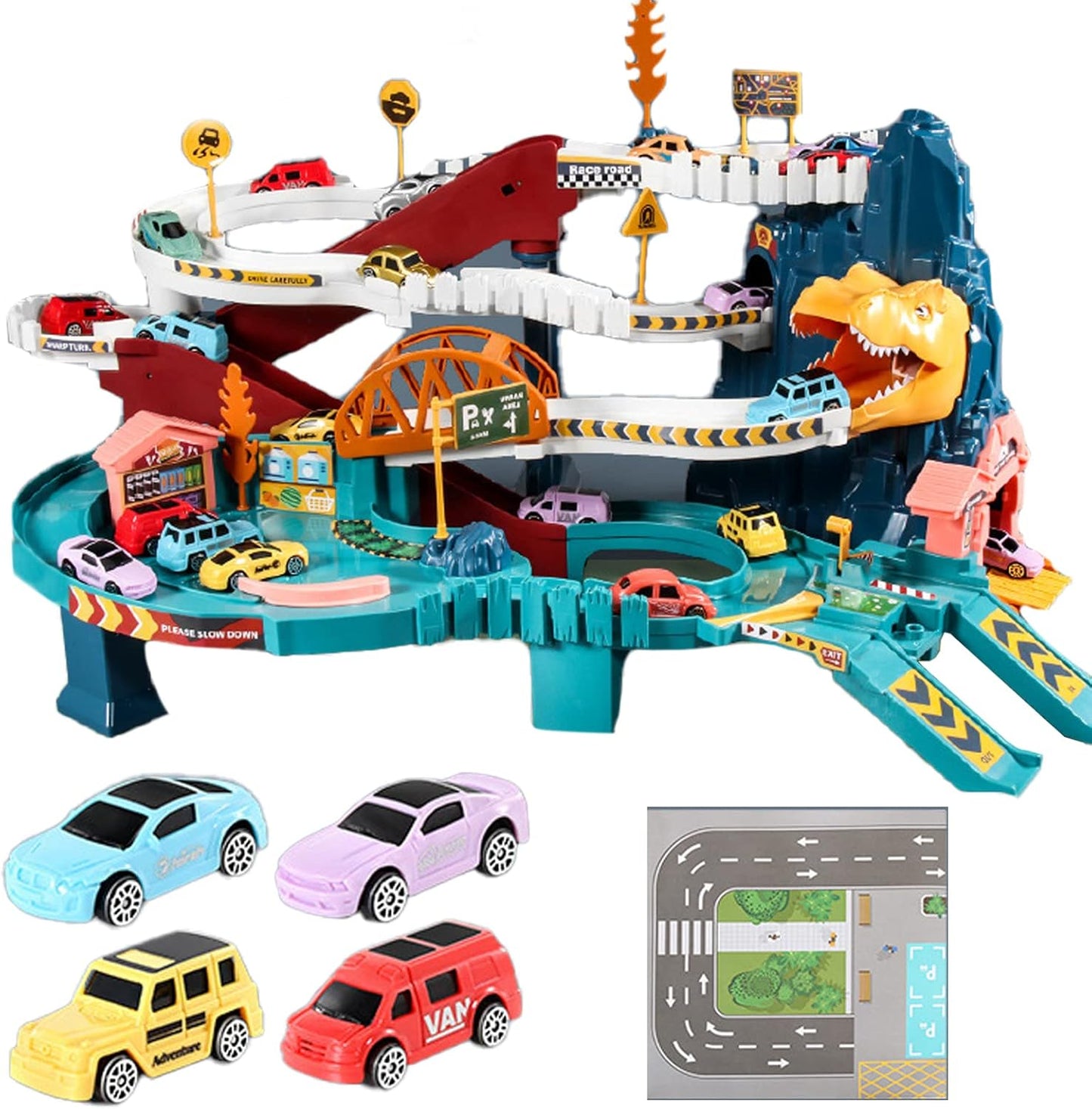 Fesara Dinosaur Adventure Play Set with Car - Fesara