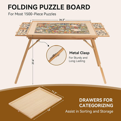 Wooden Puzzle Table with Storage