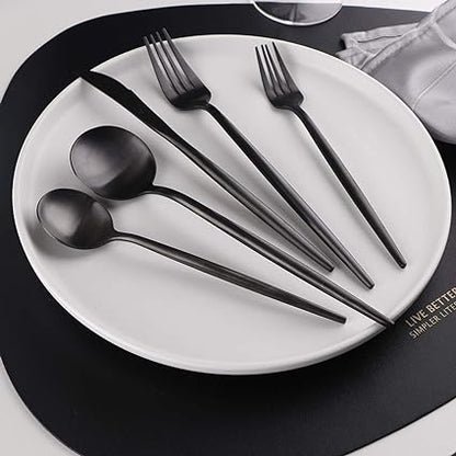 Simple 36-Piece Stainless Steel Flatware Set with Matte Finish
