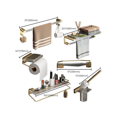 Luxury Gold Bathroom Shelf Towel Holder Accessory Set