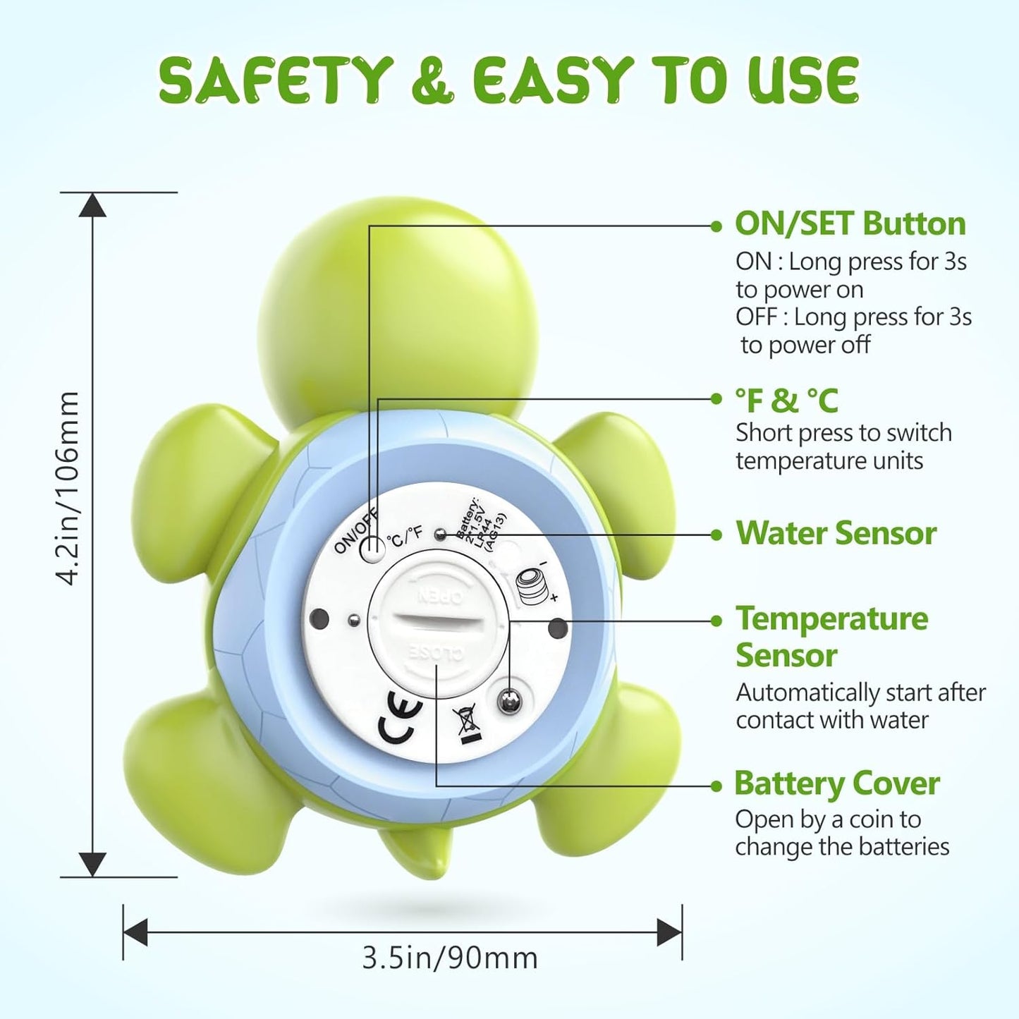 AquaVeilig Baby Bath Thermometer - Accurate Digital Water Temp Gauge