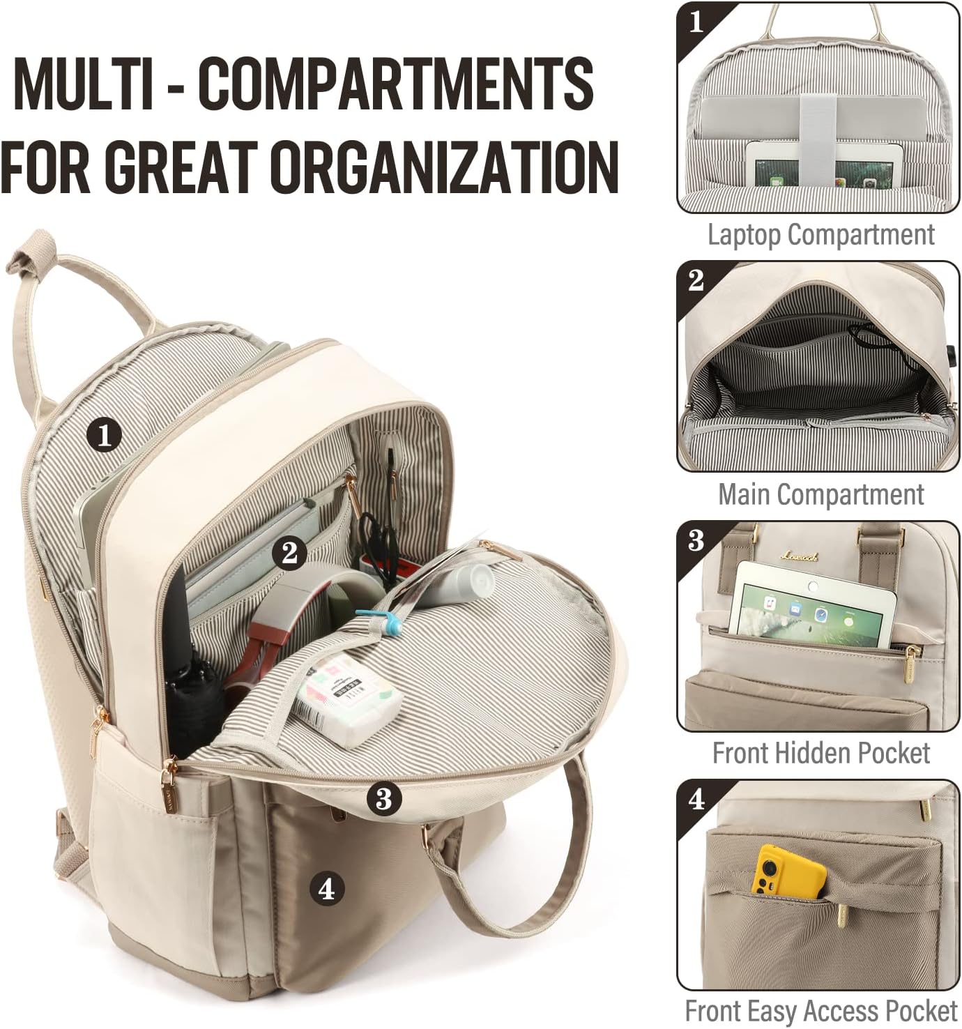 Waterproof 17-Inch Laptop Backpack with USB Charger
