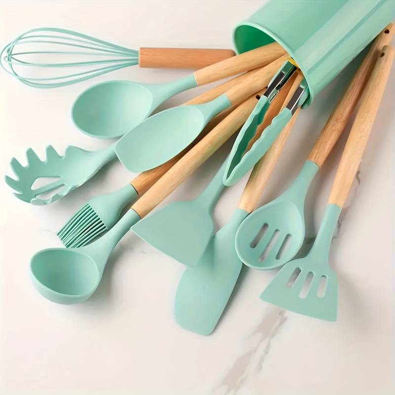 Durable Silicone Kitchen Utensil Set - Heatproof and Non Stick