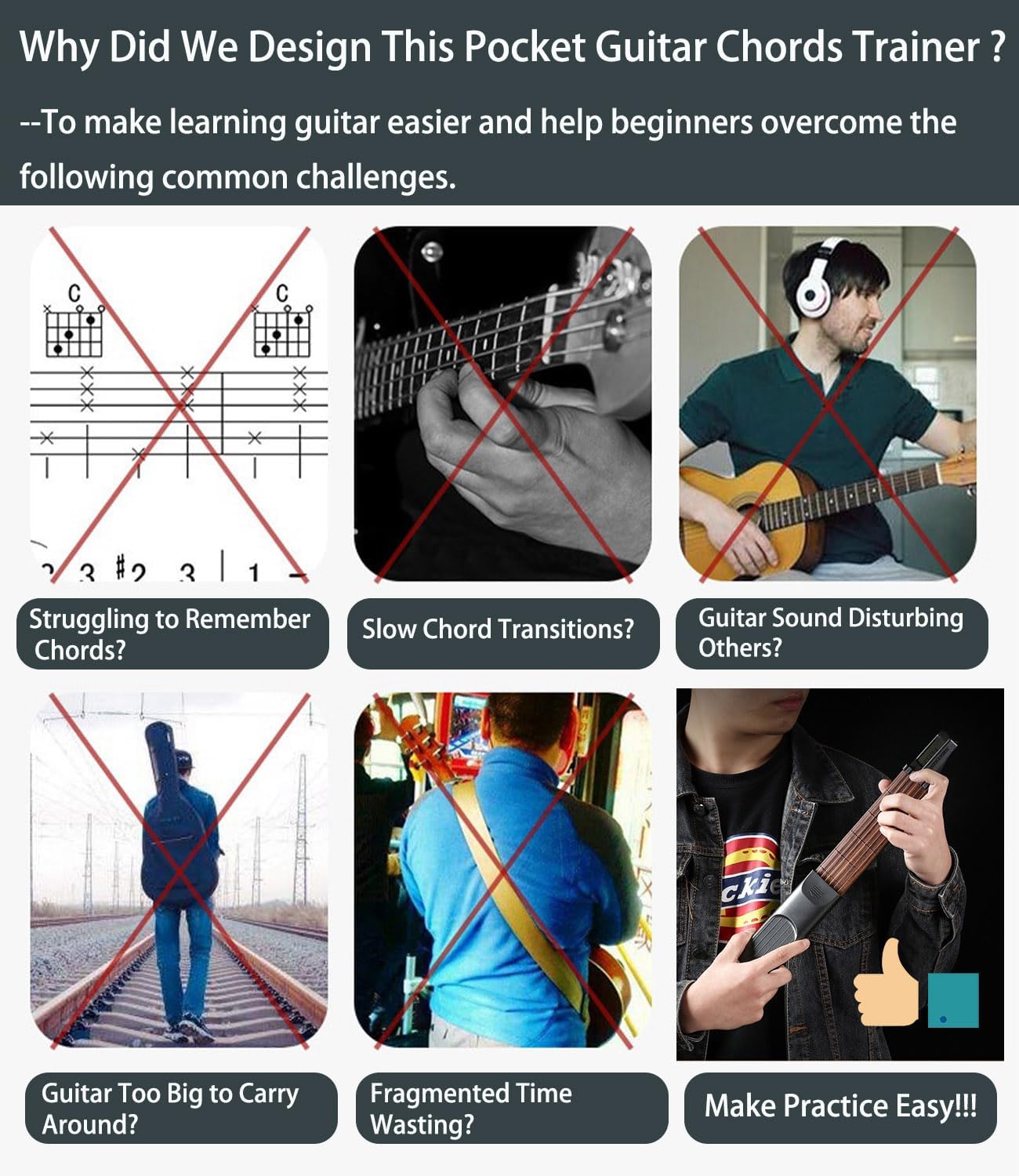 Easy Guitar Chord Learner - Portable Practice Tool