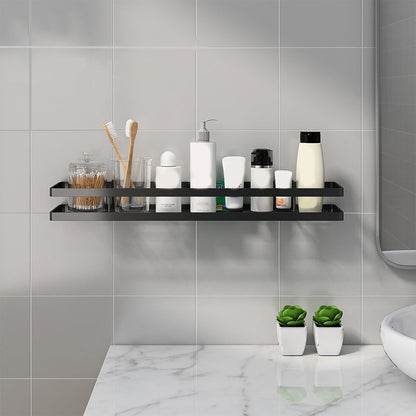Modern 2-Tier Black Metal Bathroom Shelf Set