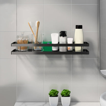 Modern 2-Tier Black Metal Bathroom Shelf Set