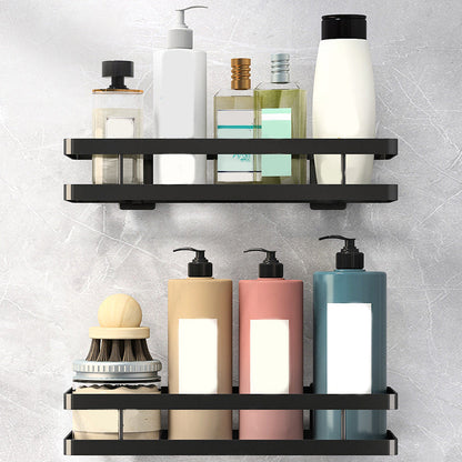 Modern 2-Tier Black Metal Bathroom Shelf Set