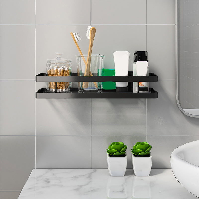 Modern 2-Tier Black Metal Bathroom Shelf Set