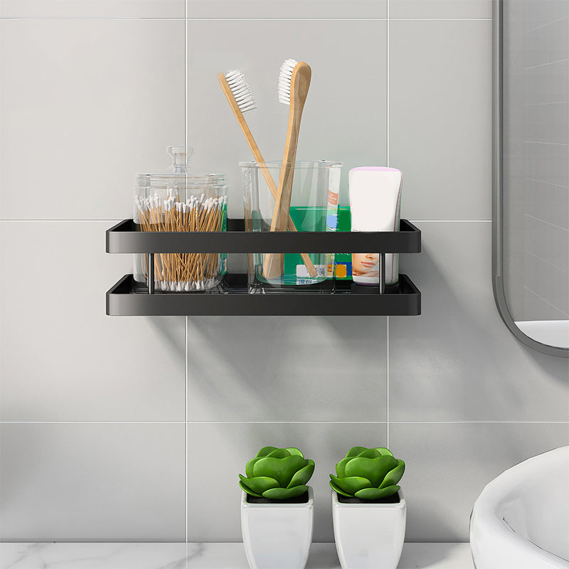 Modern 2-Tier Black Metal Bathroom Shelf Set - Fesara