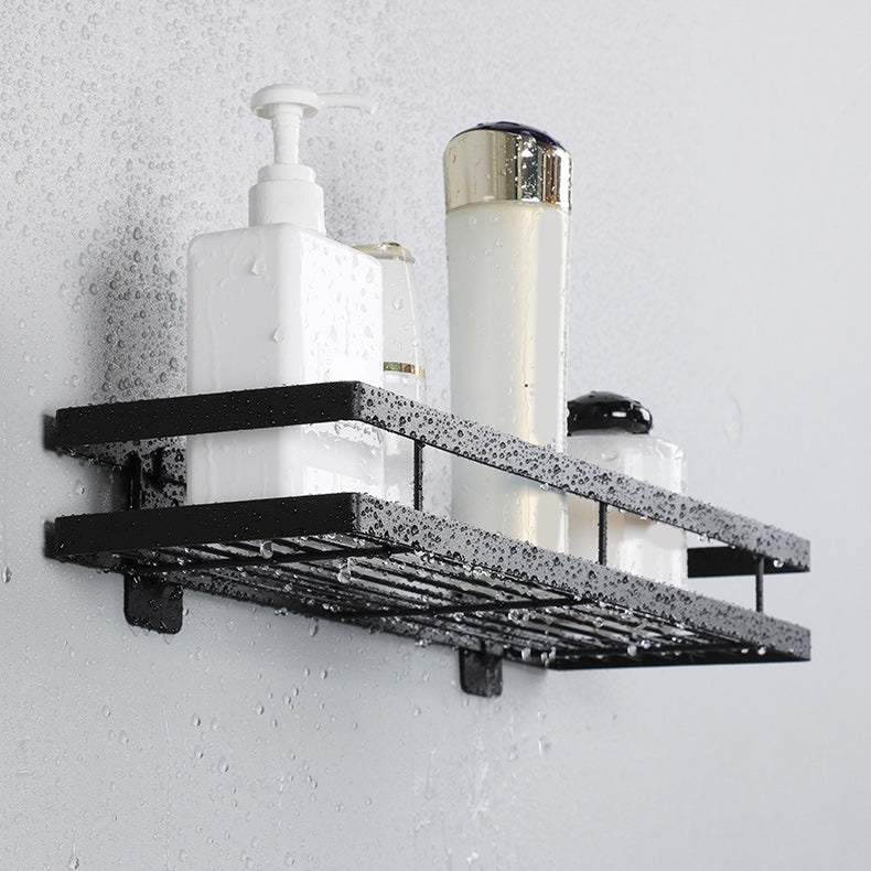 Modern 2-Tier Black Metal Bathroom Shelf Set