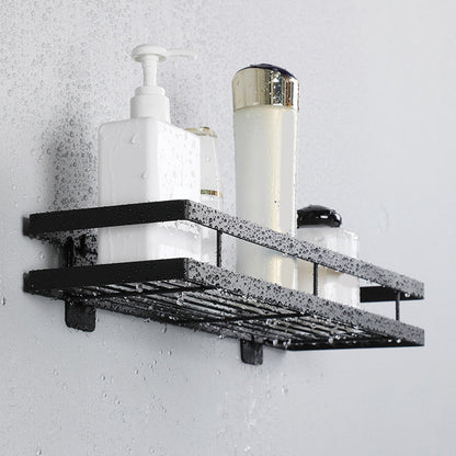 Modern 2-Tier Black Metal Bathroom Shelf Set