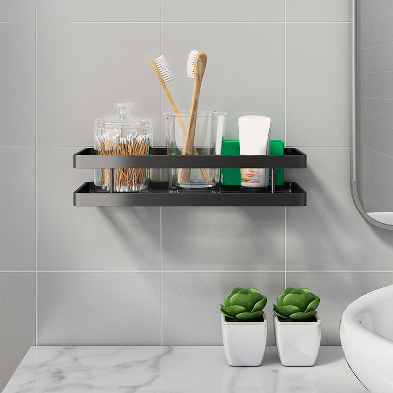 Modern 2-Tier Black Metal Bathroom Shelf Set
