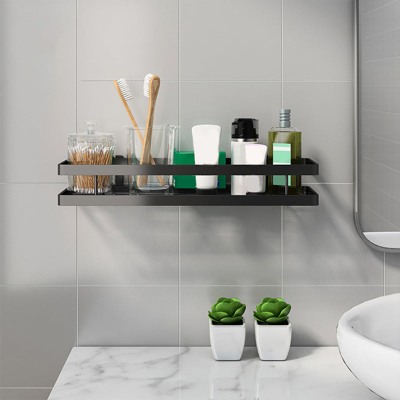 Modern 2-Tier Black Metal Bathroom Shelf Set