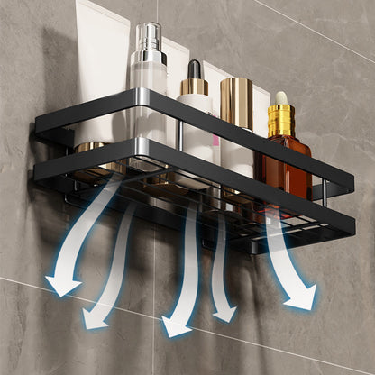 Modern 2-Tier Black Metal Bathroom Shelf Set