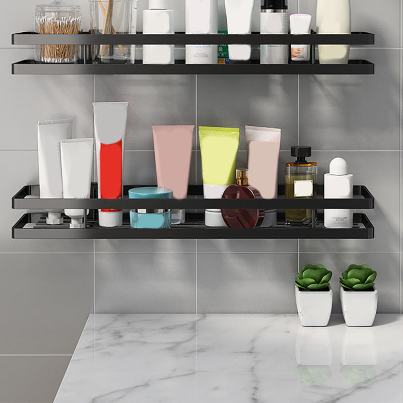 Modern 2-Tier Black Metal Bathroom Shelf Set