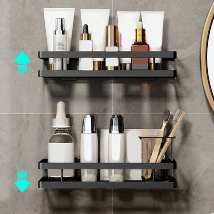 Modern 2-Tier Black Metal Bathroom Shelf Set