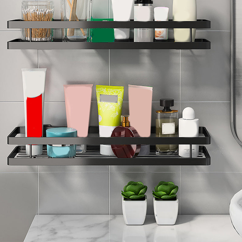 Modern 2-Tier Black Metal Bathroom Shelf Set