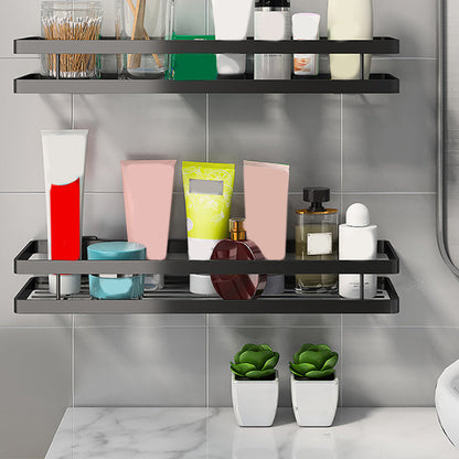 Modern 2-Tier Black Metal Bathroom Shelf Set