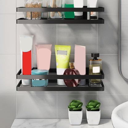Modern 2-Tier Black Metal Bathroom Shelf Set