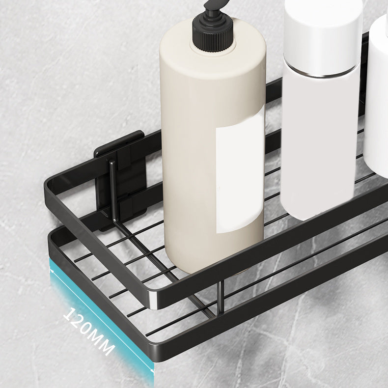 Modern 2-Tier Black Metal Bathroom Shelf Set