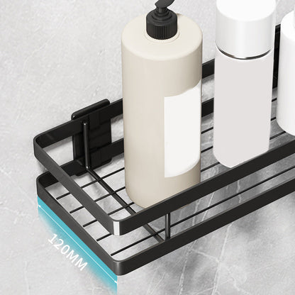Modern 2-Tier Black Metal Bathroom Shelf Set