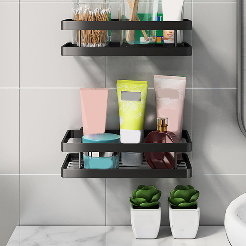 Modern 2-Tier Black Metal Bathroom Shelf Set