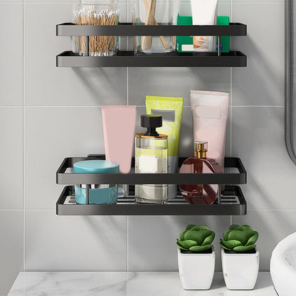Modern 2-Tier Black Metal Bathroom Shelf Set