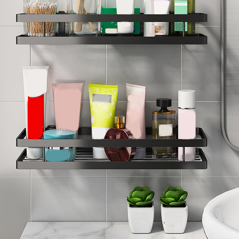 Modern 2-Tier Black Metal Bathroom Shelf Set