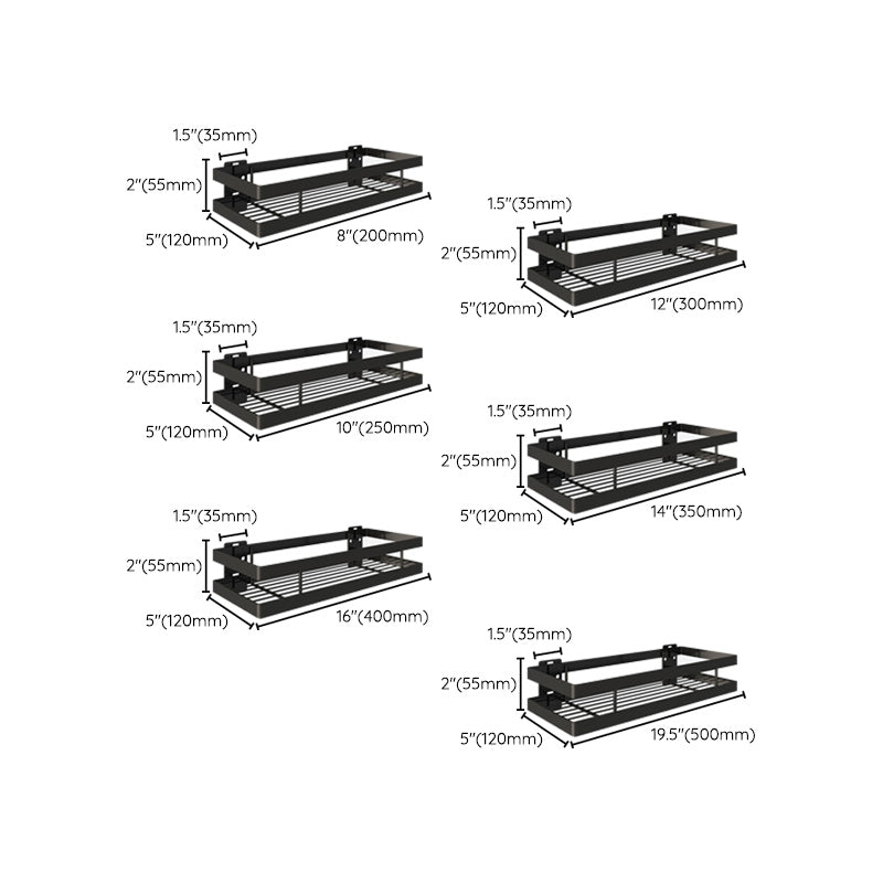 Modern 2-Tier Black Metal Bathroom Shelf Set